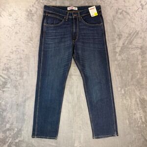 New Wrangler Regular Fit Jeans Men's Size 32x29 Blue Dark Wash Stretch Denim